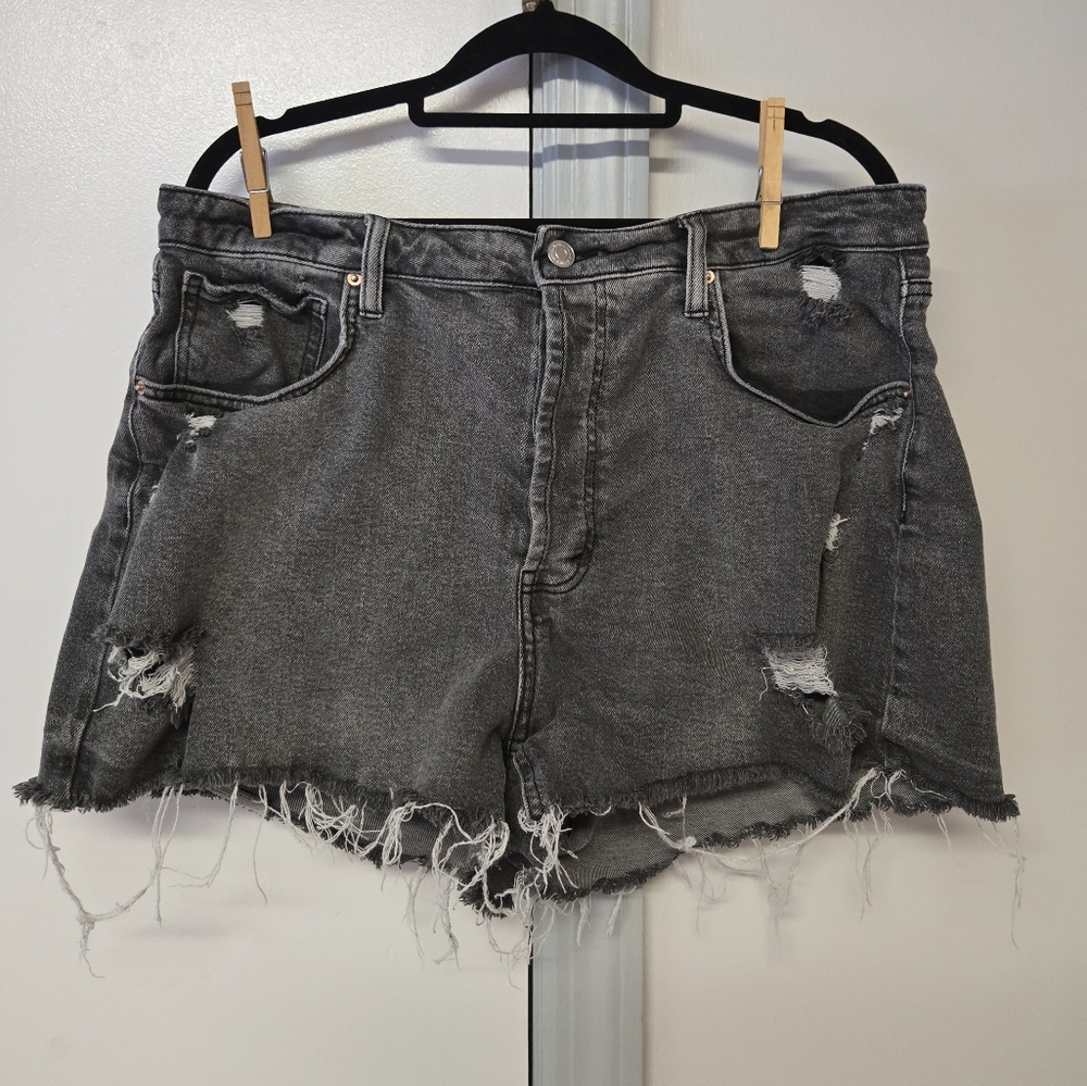 Distressed Gray Denim Shorts